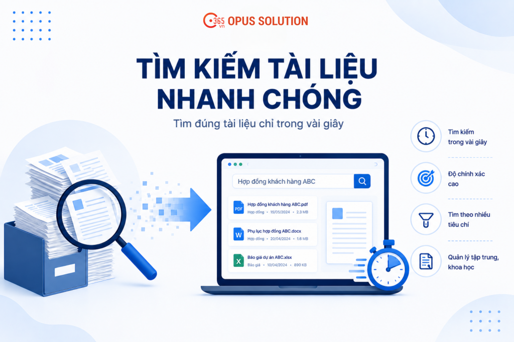 Giao diện tìm kiếm tài liệu điện tử giúp doanh nghiệp truy xuất hồ sơ nhanh chóng sau khi số hóa tài liệu.