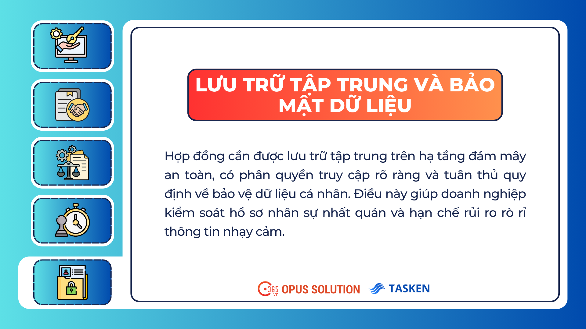Lưu trữ tập trung và bảo mật dữ liệu nhân sự trên hạ tầng đám mây.