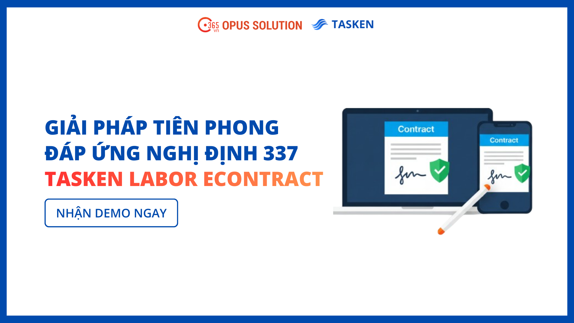 Giao diện phần mềm Tasken Labor eContract hỗ trợ ký số hợp đồng lao động trên đa thiết bị.