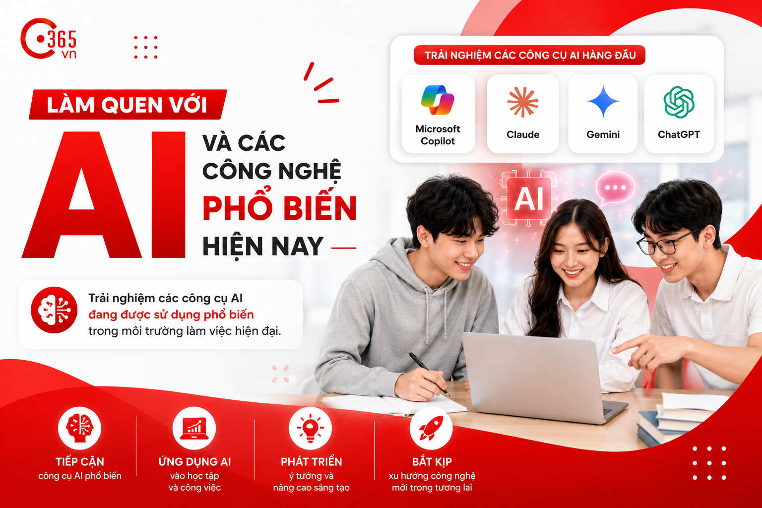 Các bạn học sinh sẽ được làm quen với nhiều công cụ AI phổ biển hiện nay