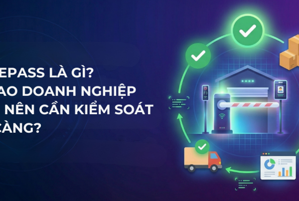 Sơ đồ quy trình Gatepass hiện đại kết nối con người, phương tiện và hàng hóa qua hệ thống số hóa